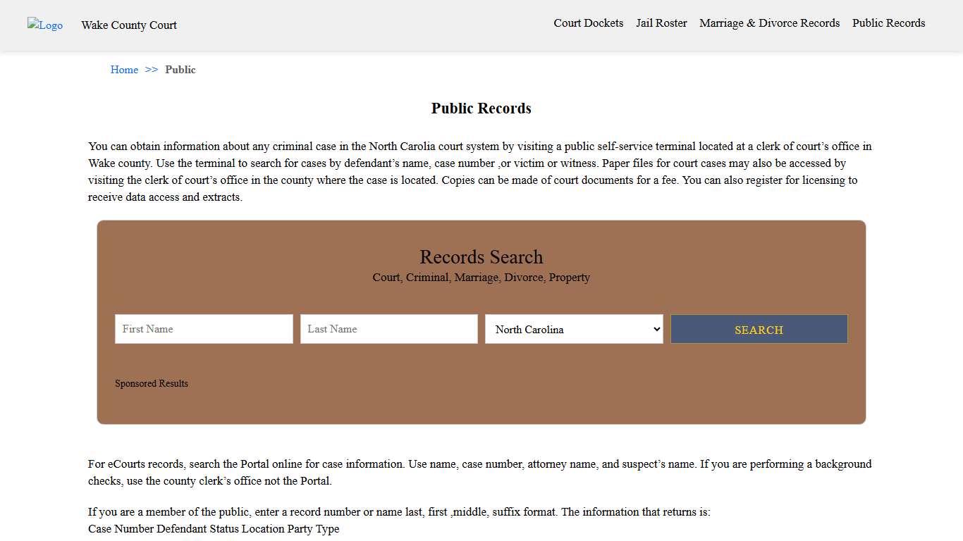 Public Records Wake County Court