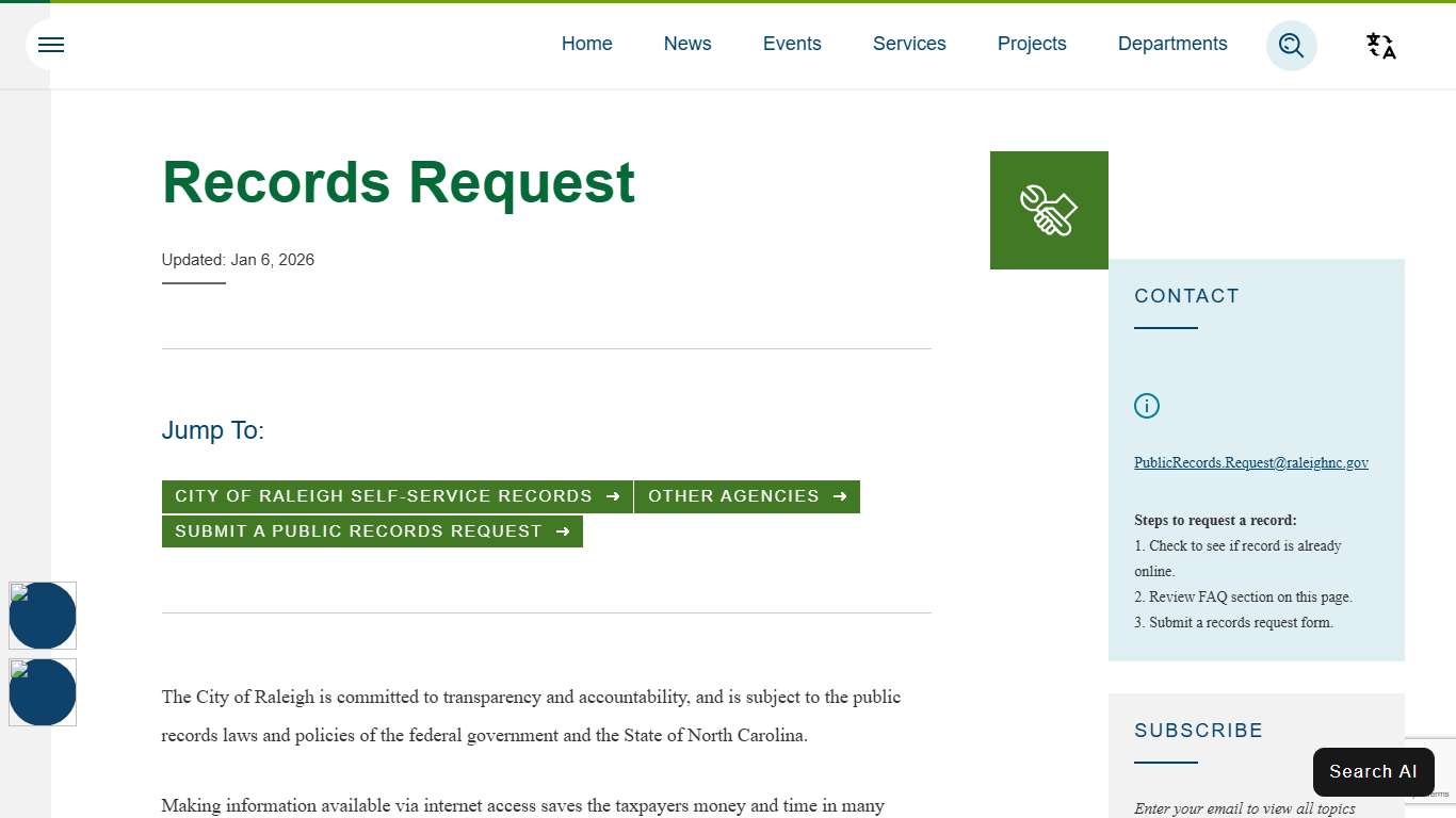 Records Request Raleighnc.gov